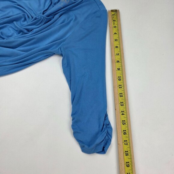 LOGO Lori Goldstein Womens‎ Blue Scoop Neck Tunic Top With Pockets 3/4 Sleeve M - Picture 13 of 13